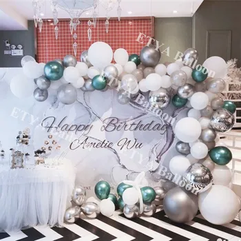 

White Metallic Green Balloons Garland Arch Kit Sliver 123pcs DIY Birthday Wedding Baby Shower New Year Party globos Decorati