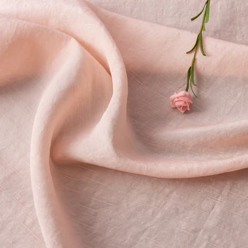 

High quality linen rayon fabrics Pink colour Small jacquard in spring and summer tissu Fashion shirt dress fabric