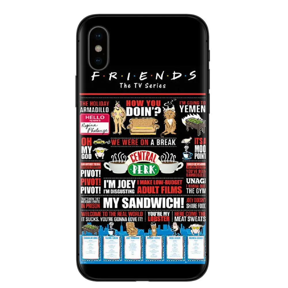 10 шт ТВ Шоу друзья телефон чехол Брелок для Apple iPhone 8 7 6 6S Plus X XS XR XSMAX 5C 4 4s чехол - Цвет: Черный