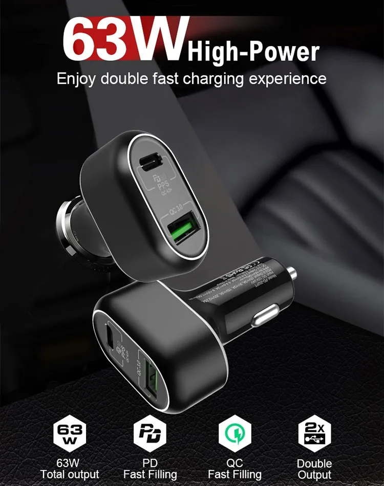 Рождественские подарки для gf в автомобиле USB C PD автомобильное зарядное устройство QC3.0 combo