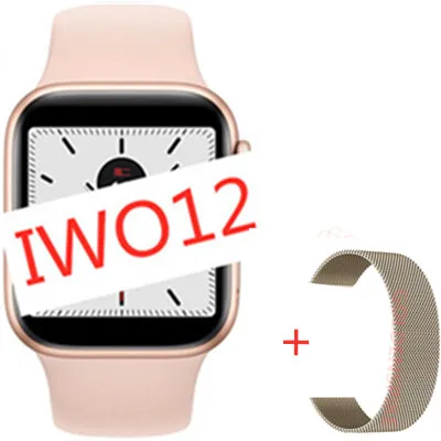 add steel strap Часы 5 IWO 12, умные часы с Bluetooth, 1:1 40 мм, 44 мм, умные часы для женщин и мужчин, для iOS, Apple, iphone X, Android phone, PK IWO 11/10 - Color: add steel strap