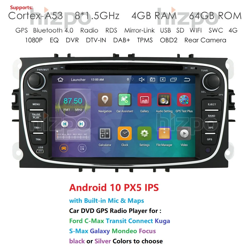 Octa Core 4 Гб + 64G андроид 10 Автомобильный DVD Радио для FORD Focus S MAX C Mondeo Galaxy Kuga стерео