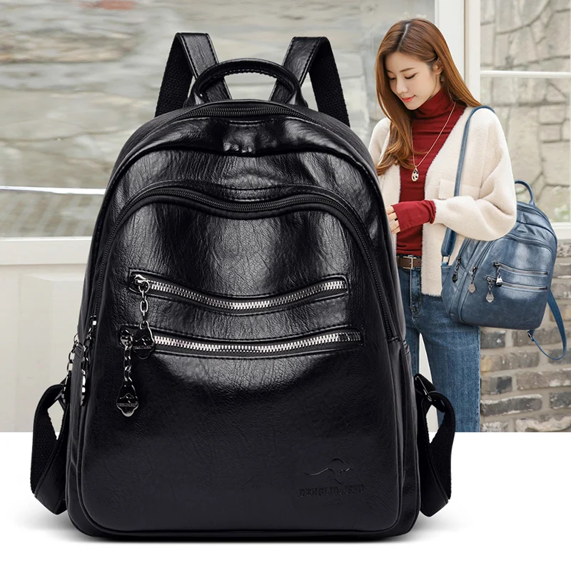 Bagpack Women Leather Backpack Designer Shoulder Bags For Women 2021 School Bags For Teenage Girls Mochila Feminina