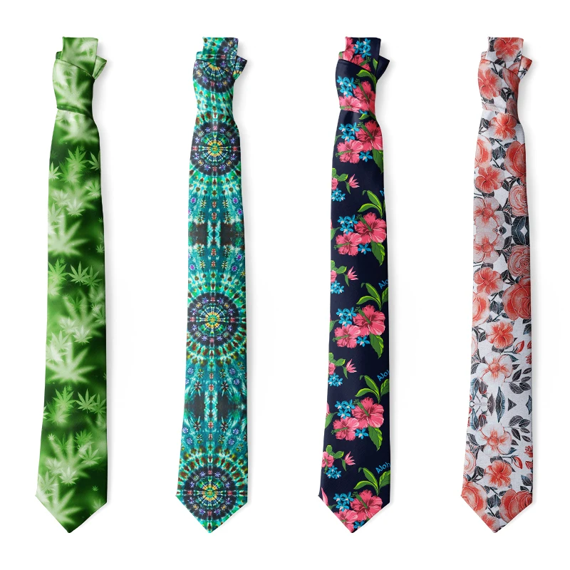 Necktie For Men 3D Printed Plant Flower Polyester Slim Fit Unisex Tie Wedding Dinner Business Accessories floral silk tie,neck tie,floral tie