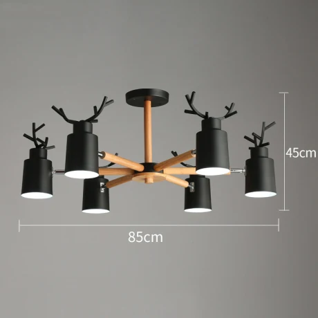 Скандинавская Современная Минималистичная Люстра для гостиной, спальни, кухни, ресторана, теплая люстра-рога - Цвет корпуса: Black 6 heads