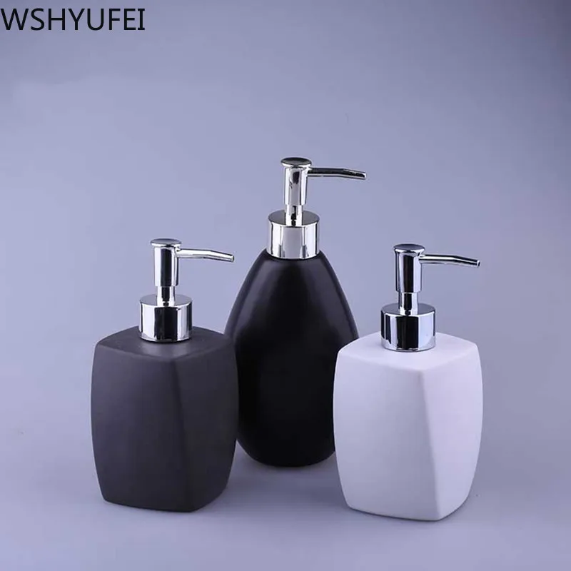 

Nordic ceramic lotion bottle Press type Bottle Portable shampoo shower gel bottle Hotel home bathroom decoration WSHYUFEI