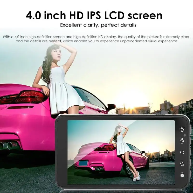V18 4 дюйма 2 объектива 1080P HD Автомобильный видеорегистратор DVR 4 дюйма с фронтальной задней камерой Универсальный максимальный Поддерживаемый объем памяти 32 Гб