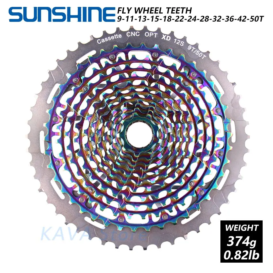 SUNSHINE MTB горный велосипед Freewheel 11S 12 Скоростей 9-50T XD Ультралегкая кассета 375 г ULT маховик Радуга для SRAM XD k7 - Цвет: 12S 9-50T Rainbow