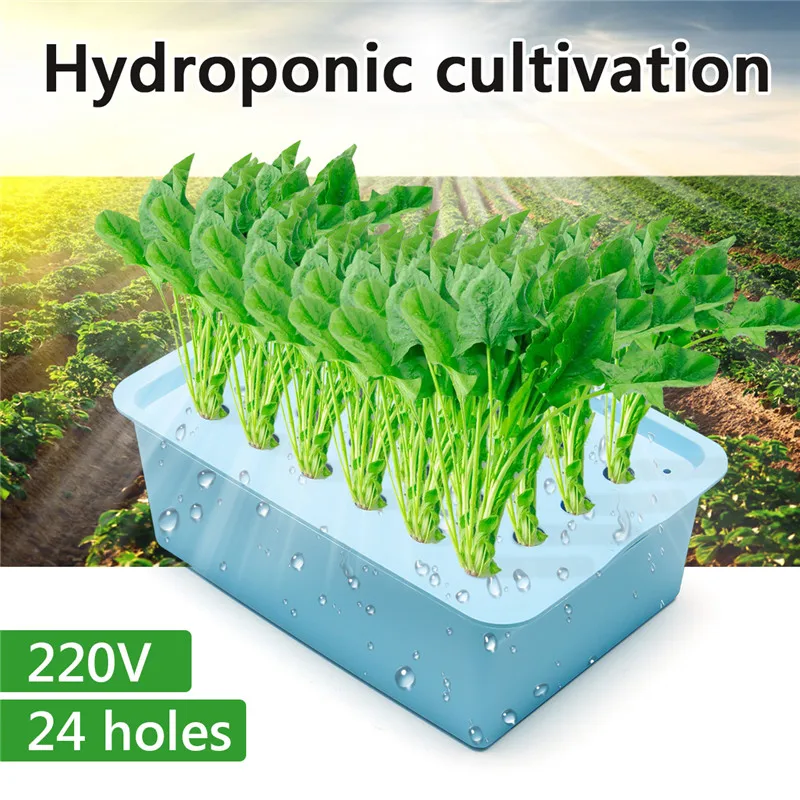220 В 24 Отверстия гидропонная система комплект Крытый аэробный Soilless выращивание водное растение коробка для выращивания