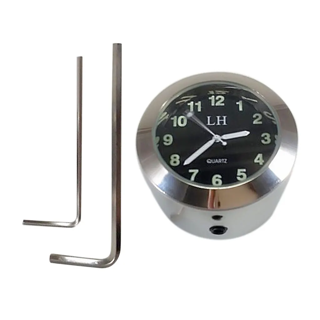 Chrome Universal Motorbike Mount Clock Black Face Watch for Motorcycle