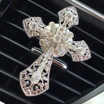 

Car Air Freshener Car Perfume Diffuser Clip Car Air Auto Vent Freshener Rhinestone Cross Pattern Car Interior Accessories HOT