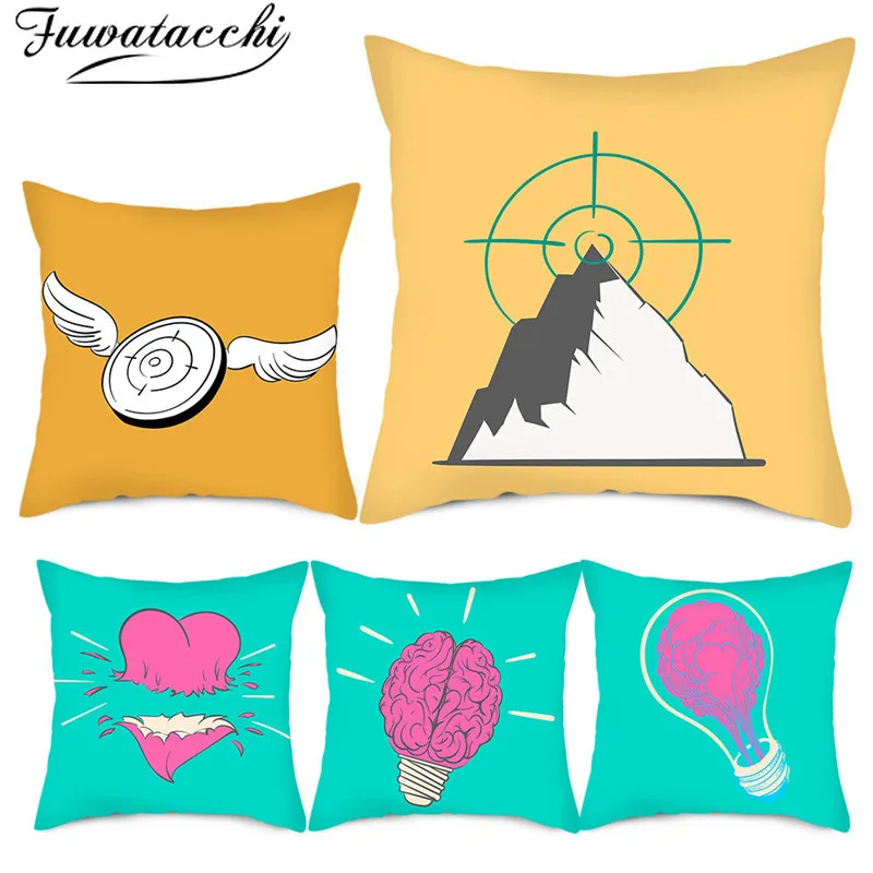 

Fuwatacchi Abstract Style Cushion Cover Coloful Pattern Pillow Case Home Decorative White Pillow Cover for Sofa Car Seat 45x45cm