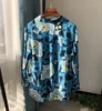 Women High Quality Silk Notched Long Sleeve Floral Printing Blouse Shirt 6