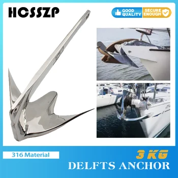 

Yacht Bruce Claw Boat Anchor 316 Stainless Steel Marine Accessories 6.6Lbs(3Kg) For Boats Dinghy Kayak Fixed And stable hardware