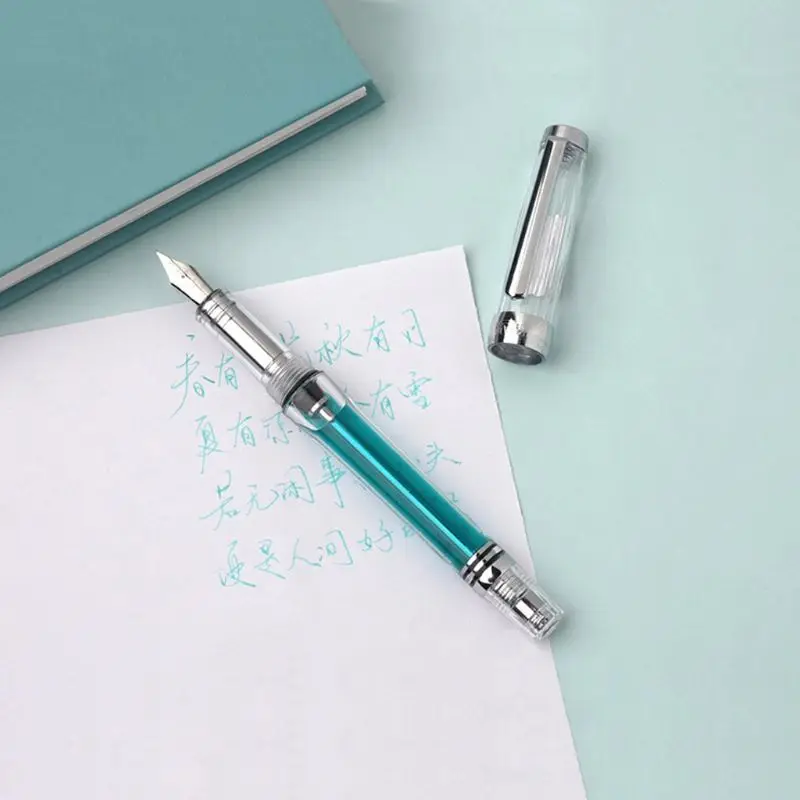 

Transparent Vacuum Negative pressure Fountain Pen EF/F Nib 0.38/0.5mm Ink Pen Business Gift