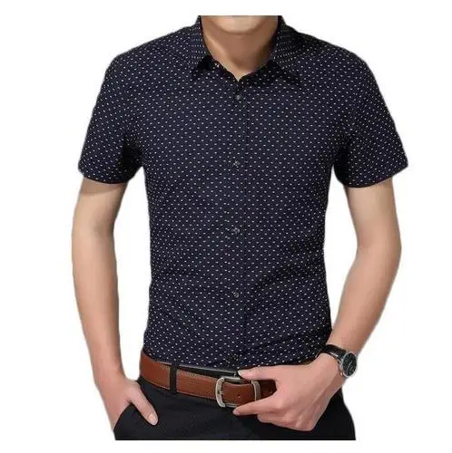 Male Shirts Summer Shirt Men Plus Size Printed Casual Short-Sleeved Tops Slim Fit Shirt White Modis Clothing Camisa Masculina - Цвет: B-S13