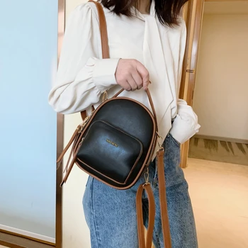 

2020 New Backpack For Women Quality Leather Backpack Fashion Simple Large Schoolbag For Teenagers Girls Panelled Bag