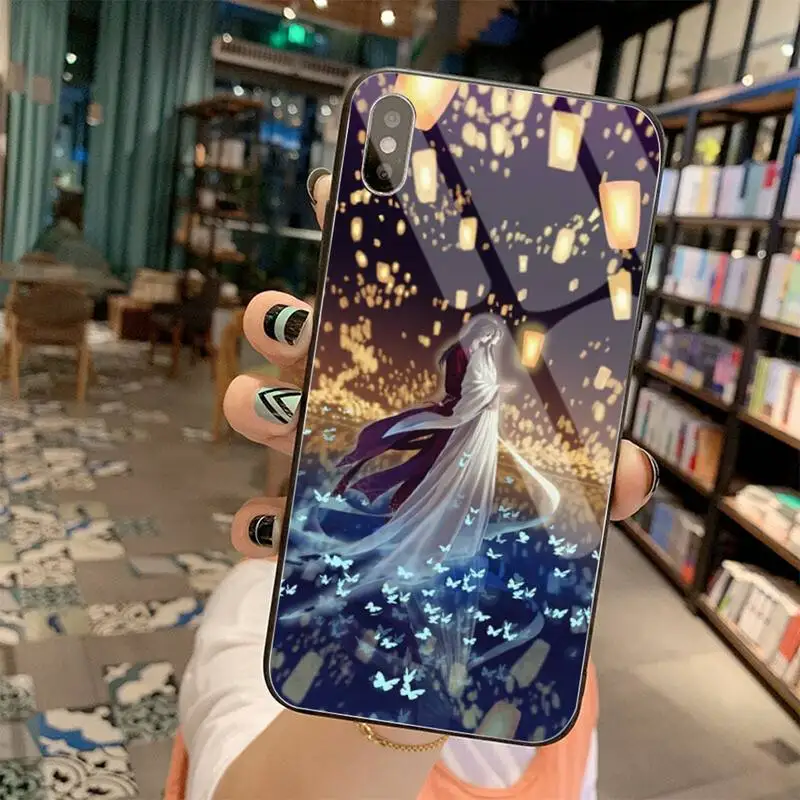 Thẩm Mỹ Phong Cách Trung Hoa Thiên Quan Ci Fu Mềm Bao Bọc Điện Thoại Kính Cường Lực Cho iPhone 11 Pro XR XS MAX 8X7 6S 6 Plus SE 2020 Ốp Lưng cute phone cases Cases For iPhone