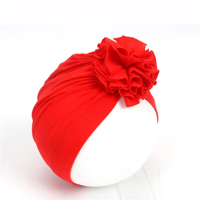 Ruoshui 16 цветов детские шапки в цветочек Детские Тюрбан Хлопок Детские эластичные резинки для волос вязаная шапочка для новорожденного аксессуары для волос Тиара - Цвет: red