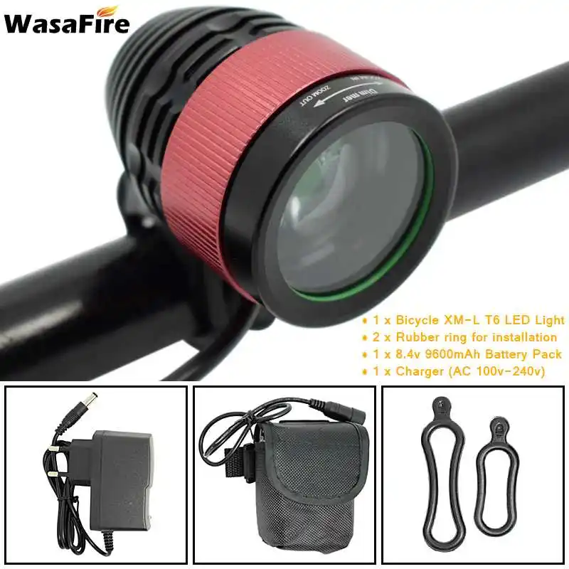 WasaFire 2000lm T6 светодиодный фонарик для велосипеда светильник фокусировки