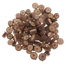 100 Mini tranches de bois naturel, dalles de bois, écorce d'arbre rustique, disque de branche de bois