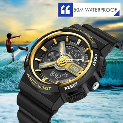 LIGE 2023 Children LED Electronic Digital Watch Chronograph Clock Sport Watches 5Bar Waterproof Kids Wristwatches For Boys Girls