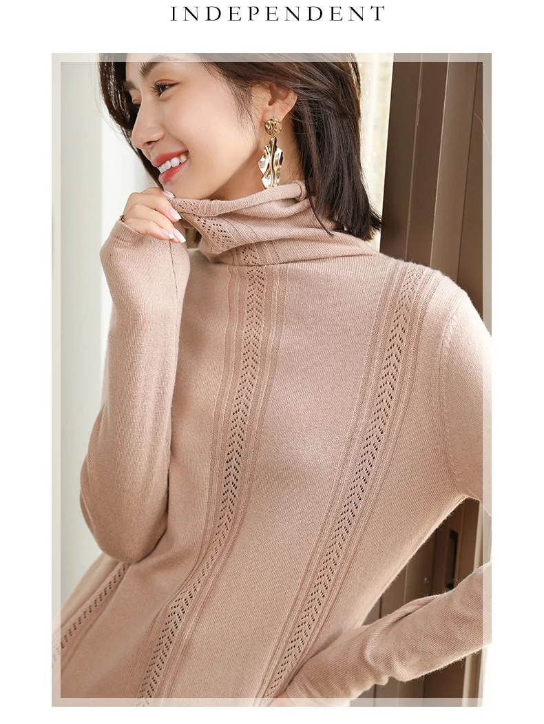 BELIARST Autumn and Winter New Pile of Cashmere Sweater Women's Pullover Sweater Was Thin Hollow Knit Bottoming Sweater