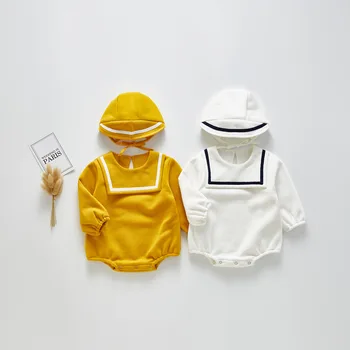 

Newborn Clothes Baby Girls Boys Rompers Long Sleeve Pure Color Jumpsuit Toddler Rompers Plus Velvet Warm Baby Clothes With Hat