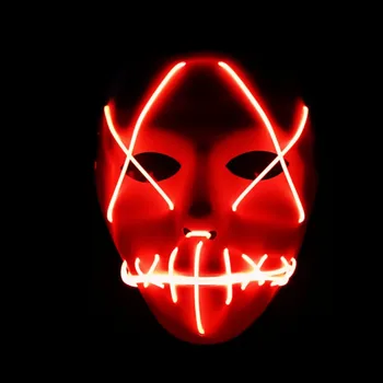 

2019 Scary EL Luminous Full Face Covered Colorful Terror Mask Glowing Cosplay Mask For Halloween Party Carnival Prop