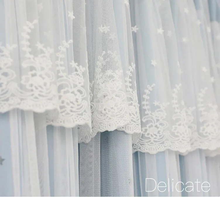 

Princess Tassels Head Top Blackout Curtain Cloth Curtain+Voile Sheer Tulle Curtains for Living Room Bedroom Curtain