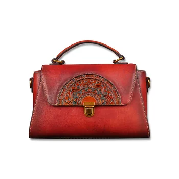 

Ladies shoulder bag handbag leather embossed dumpling bag retro handbag female first layer cowhide female bag