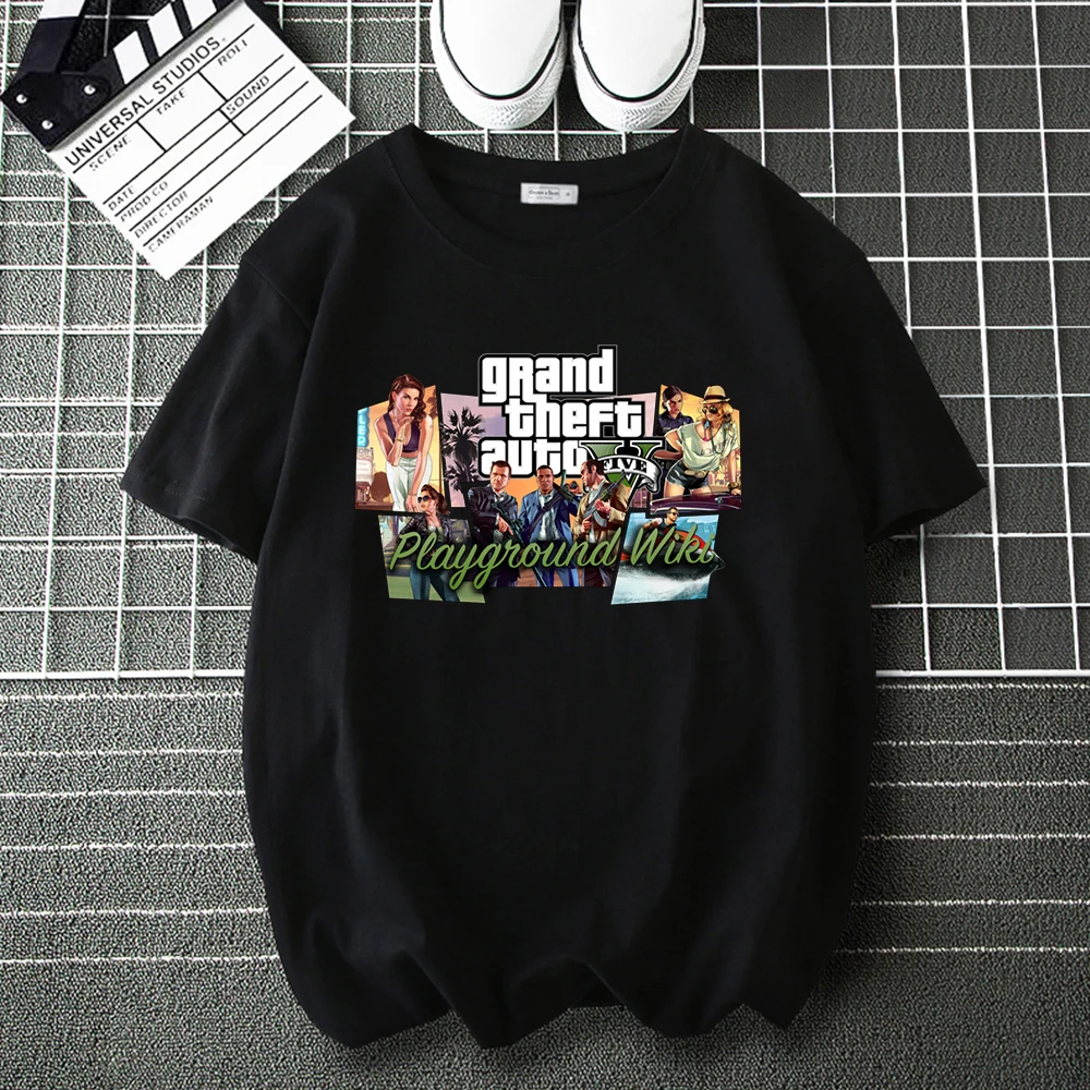 Футболки с логотипом Grand Theft Auto Game GTA 5 мужские и женские парные повседневные