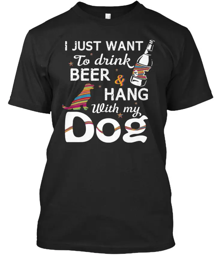 2019 летняя модная футболка унисекс с надписью Hot Drink Beer And Hang With My Dog | Мужская одежда