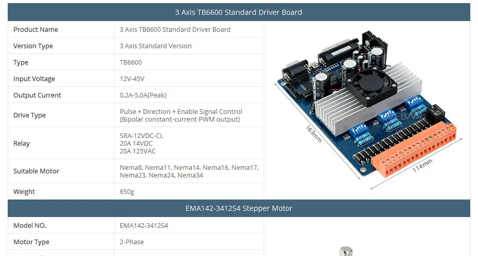 3 шаговый двигатель TB6600 HB Nema14 21oz-in двигатель 12В высокого качества блок питания для роутер для самостоятельной сборки/плазменной резки