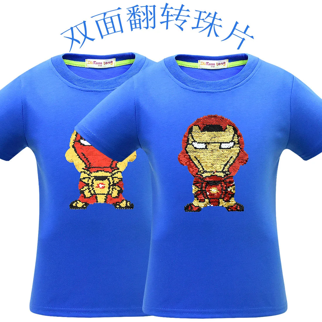 Children Kids T-shirts Summer Boys Clothes Avengers 4 Endgame T Shirt Children Boys Change Color Sequins Spiderman Print T-shirt
