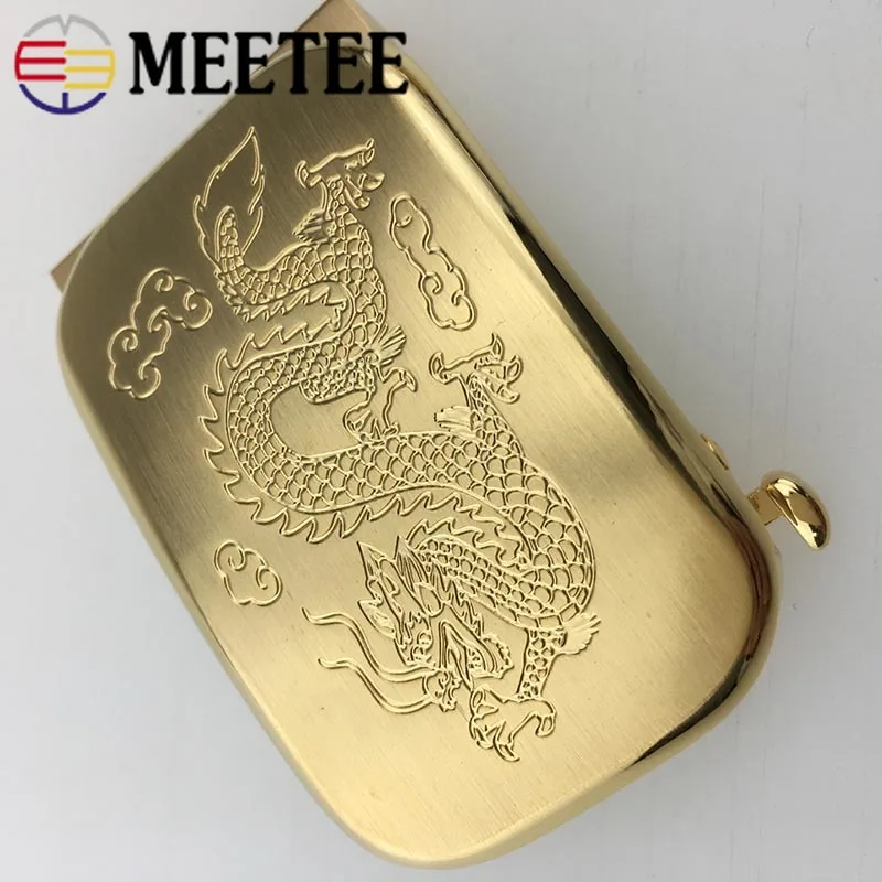Meetee 1pc Solid Brass Belt Buckles Men Brushed Metal Automatic Buckle for Belt 33-34mm Waistband Belt Head DIY Leather Craft