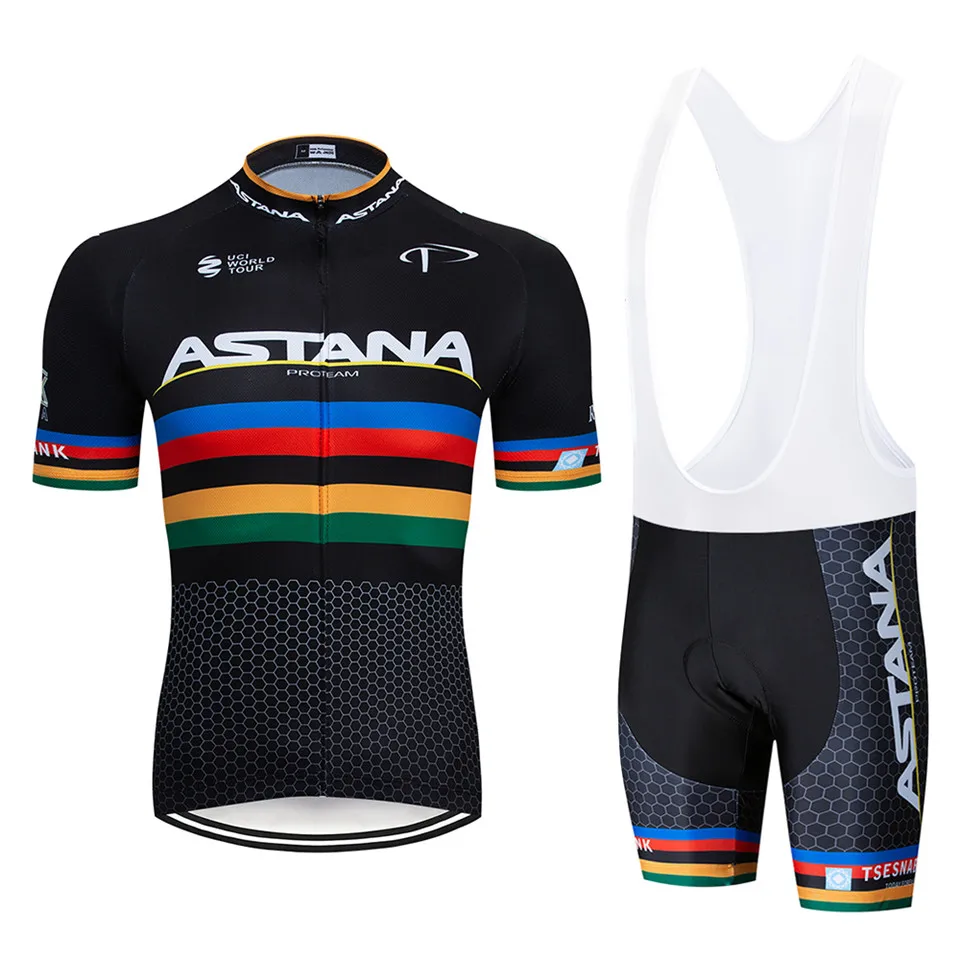 Новинка 2020 синяя велосипедная команда astana Pro Мужская с коротким рукавом Джерси