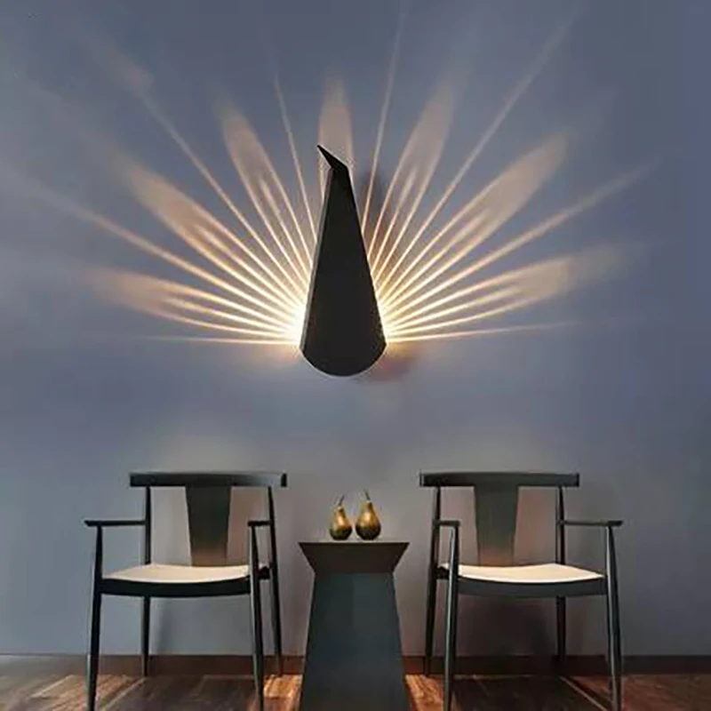 

Modern Peacock Tail Wall Lamp Indoor Lighting Led Wall Light for Home Bedroom Study Hallway Corridor Wall Sconce Light Fixtures