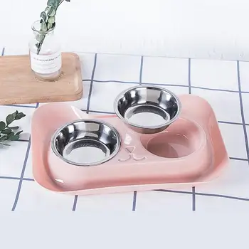 

Pet Bowl Set Creative Double Bowls Stainless Steel Non-Slip Dog Cat Bowl Pet Water Food Feeder Pet Feeding Supplies For Cats Dog