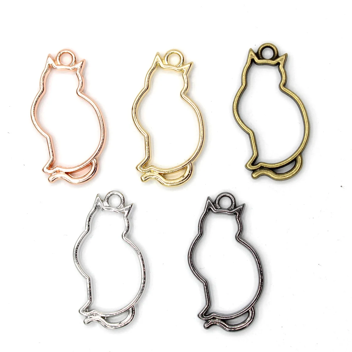 

Metal Hollow Embossing Frame Resin Jewelry Making Frame Necklace Earring Pendant Mould 10pcs/lots Happy Cat 5 colors
