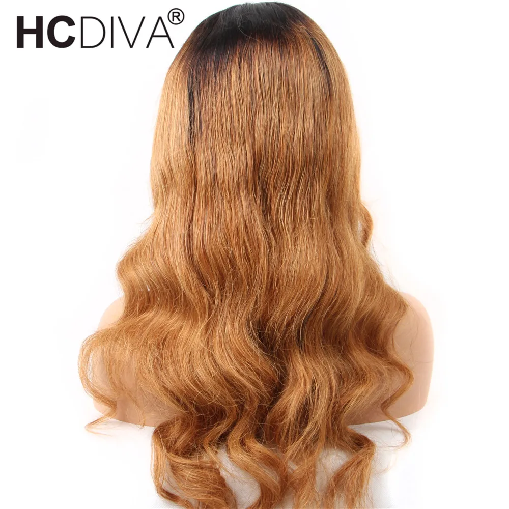 Ombre 1B/27 Body Wave Lace Front Wig Brazilian Remy Human Hair Wig 13*4 Ombre Lace Front Wig For Women PrePlucked With Baby Hair