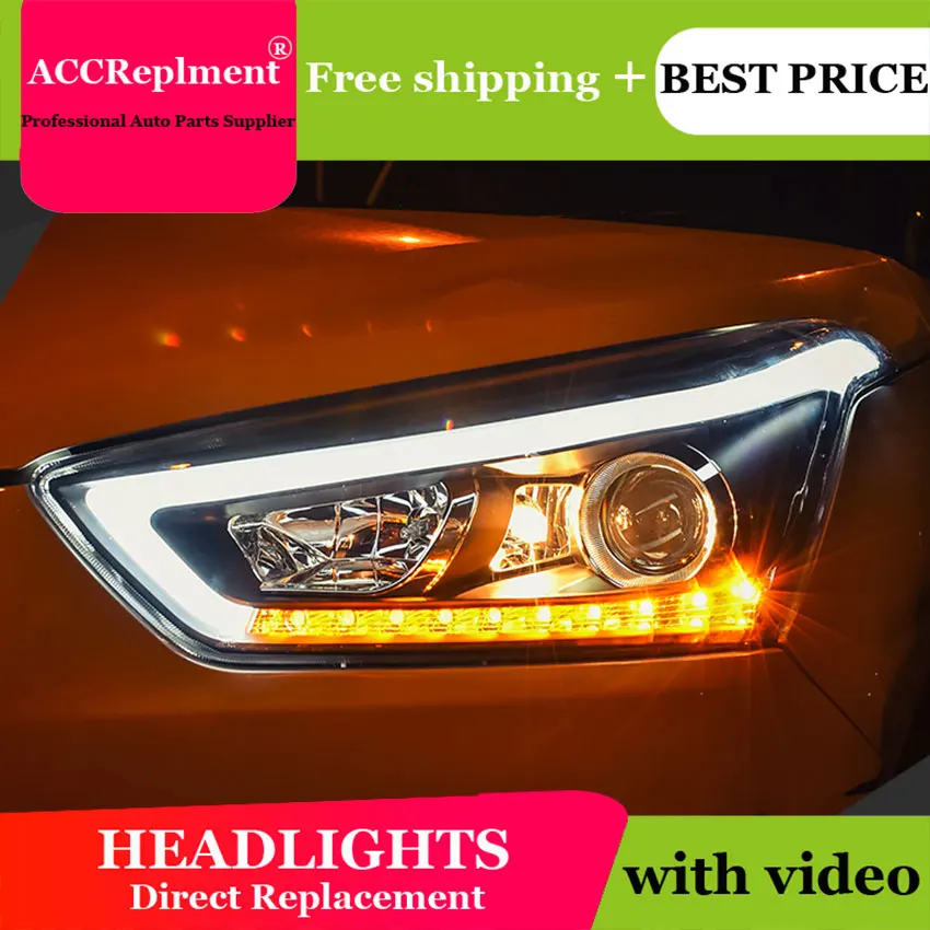 Автомобильный Стайлинг для hyundai IX25 фары- IX25 светодиодный фонарь светодиодный drl H7 hid Bi-Xenon двойные линзы ближнего света