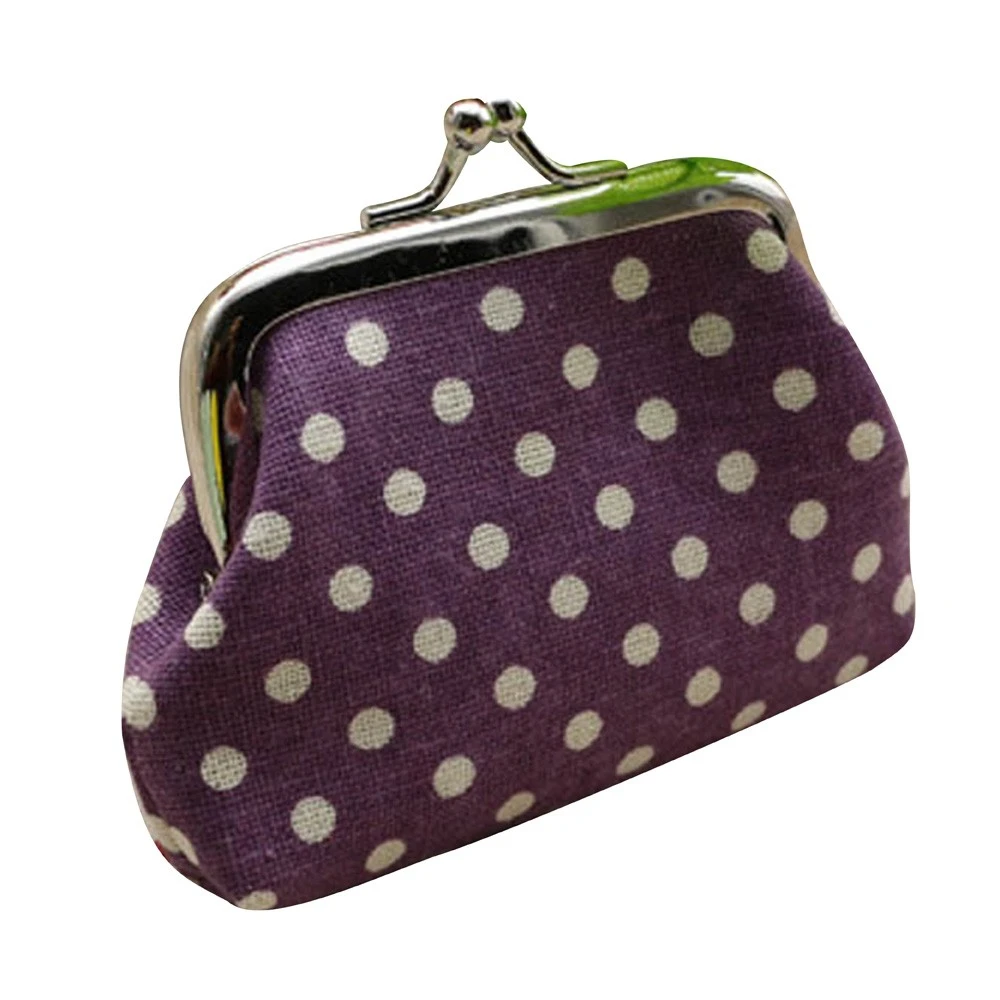 New Women Coin Purse Linen Dot Hasp Small Wallet Pouch Key Card Holder Clutch Handbag Dropshipping Wholesale Cheap Price 814
