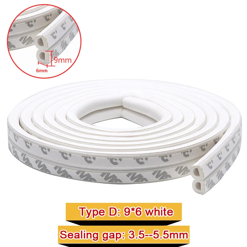 9-6 White (Upgrade) 10 м D Тип поролоновое уплотнение двери самоклеющиеся окна двери всепогодный Осадка Excluder сильный липкий звукоизоляция - Цвет: 9-6 White (Upgrade)
