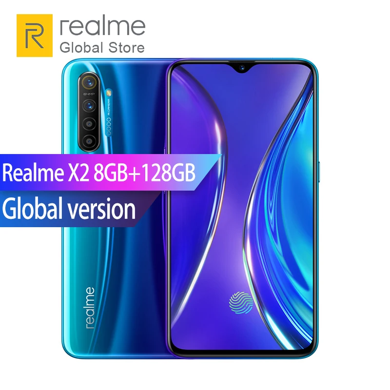 Глобальная версия Realme X2 8 ГБ ОЗУ 128 Гб ПЗУ Snapdragon 730G Восьмиядерный 64 мп камера