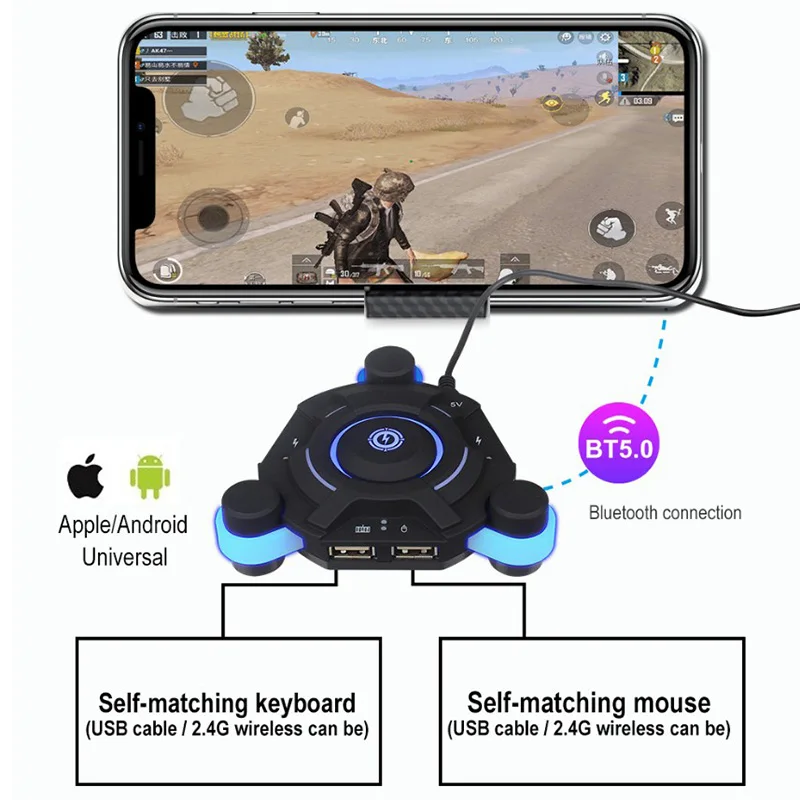 Игровой конвертер Bluetooth 5,0 для смартфонов, игры можно играть с мышью и клавиатурой