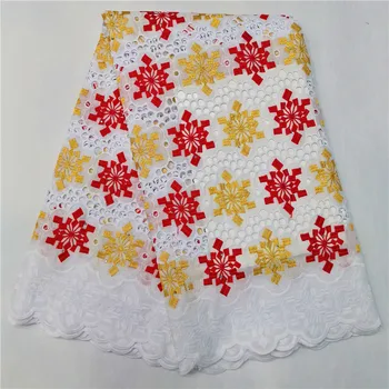 

Latest 100% Cotton Lace Fabric High Quality Nigerian French Pure Cotton Embroidery Swiss voile Lace Fabrics 5Yards FH823