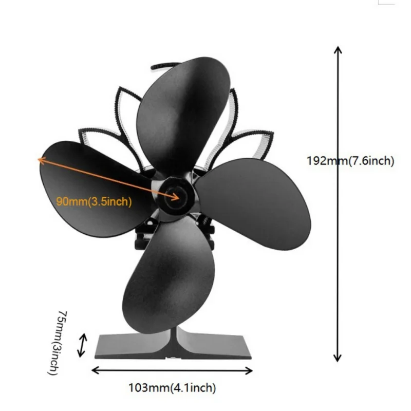 4 лопасти вентилятор для печи, работающий от тепловой энергии бревна деревянная горелка Ecofan Тихий Домашний Вентилятор для камина эффективное Отопление распределения