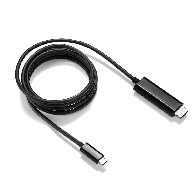 Usb-C Type C Usb 3.1 To Hdmi 4K 2K Hdtv Cable For Mac Portable Flat Cable Cord Black