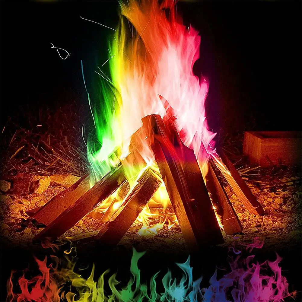 

Kuulee Magical Fire Colored Flame Agent Magic Flames Color Changing Powder Beach Party Bonfire Fireplace Fun Colorful Fire